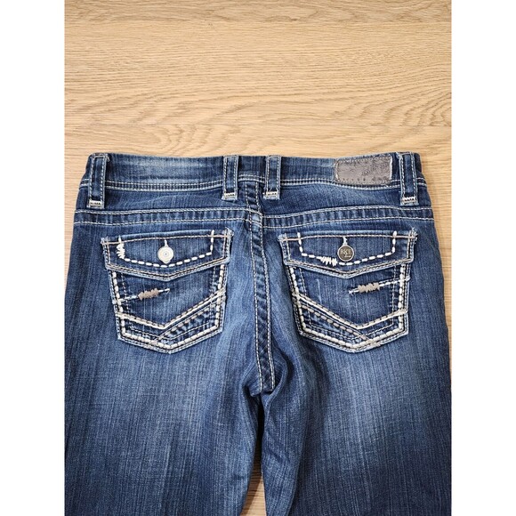 BKE Payton Jeans Womens 30 Stretch Blue Denim Pants 34x30 Distressed Flared - Picture 3 of 13